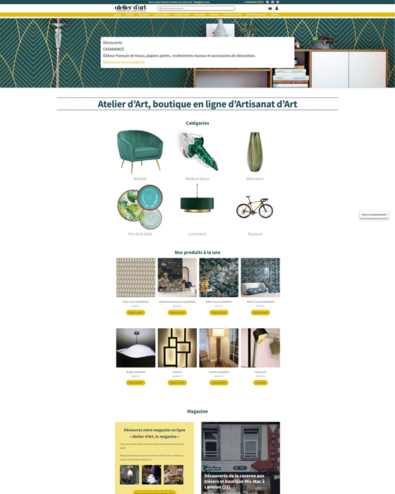 illustration de la page d'accueil site atelier d'art - Kyōru Agence web créative